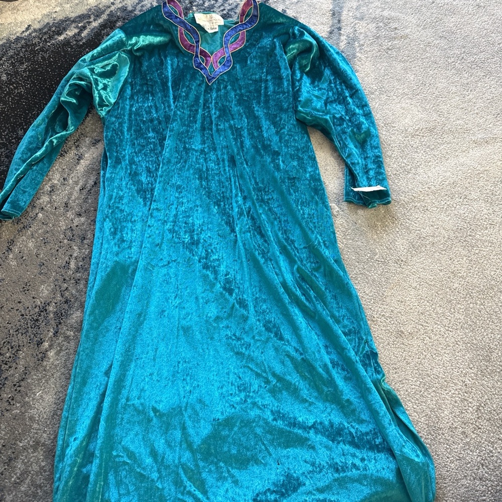 Oscar de la Renta Teal and Purple Velvet Dress